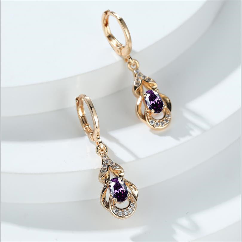 [Elegant Earrings] 18K Gold Plated Elegant Zirconia Drop Earrings | Women's Ear Jewelry For Banquet Dinner Decor