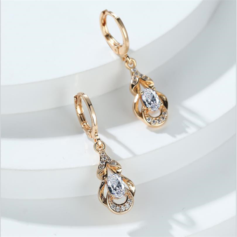 [Elegant Earrings] 18K Gold Plated Elegant Zirconia Drop Earrings | Women's Ear Jewelry For Banquet Dinner Decor