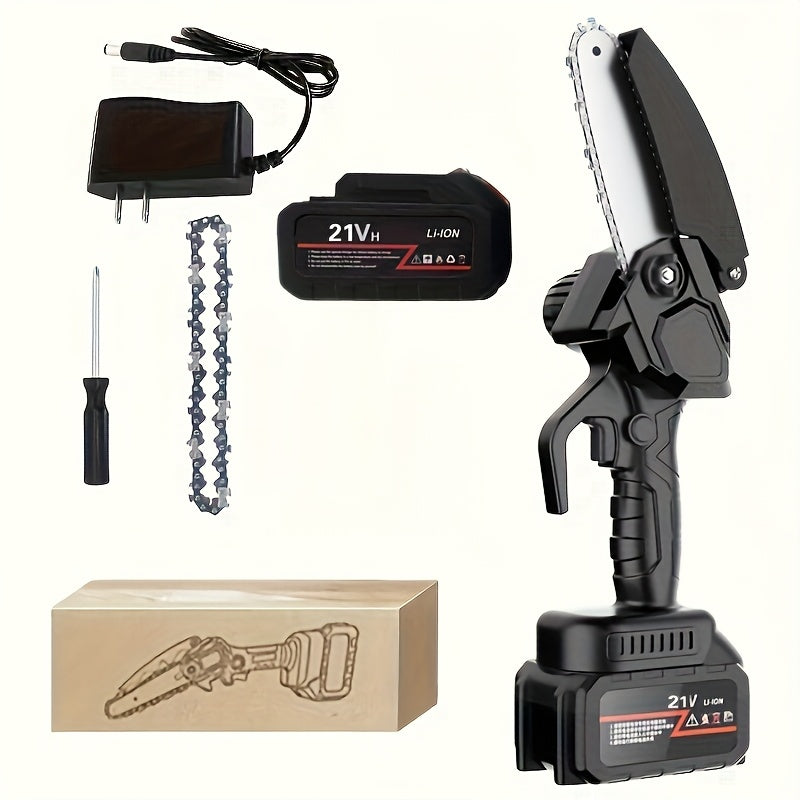Mini Cordless Chainsaw, 6-inch Handheld Saw With Splash Protection And Safety Lock, Includes 2 Batteries And 2 Portable Units. Ideal For Trees, Gardens, Homes, And Yards. Perfect Gift For Valentine'S Day, Holidays, Birthdays,