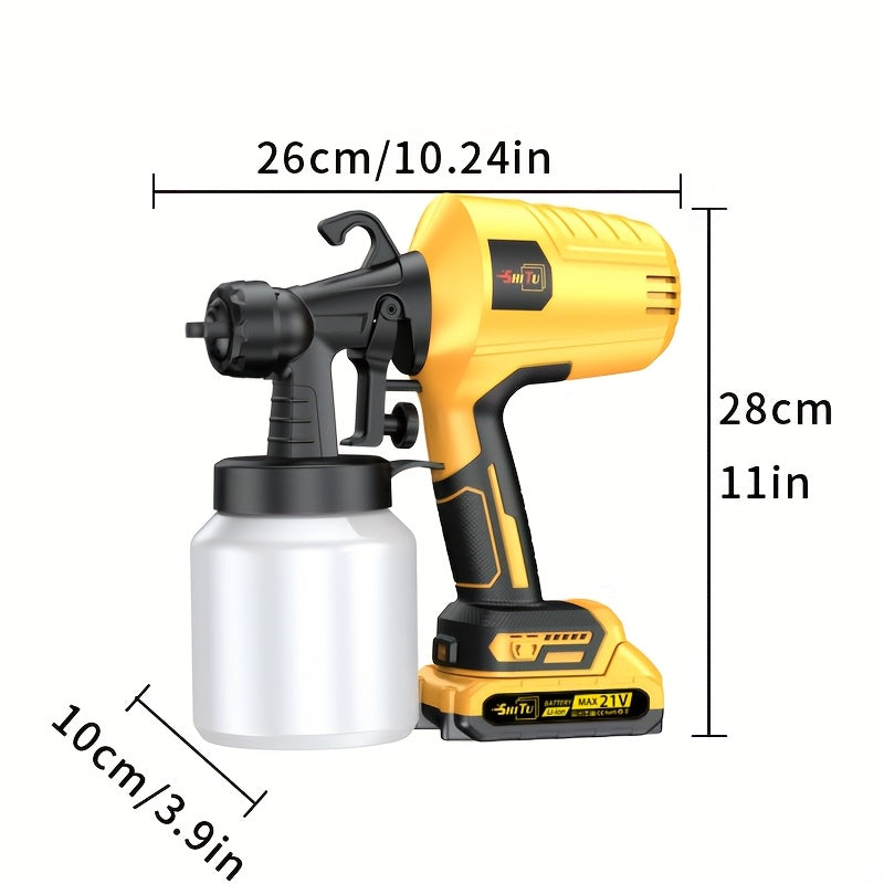 Wireless Spray Gun with Nozzle -1500mAh Rechargeable Battery, Capacity 16.91oz, Suitable for Indoor/outdoor Use On Walls, Wood, Cars, Decks, Furniture - Including 2 Adjustable Spray Modes And Ergonomic Design | Father's Day H