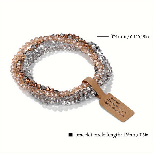 4pcs Boho Style Glass Bead Elastic Bracelets for Women - Colorful, Versatile, and Stylish Handmade Jewelry, Everyday Accessory|Vibrant Bracelets|Stretchy Material