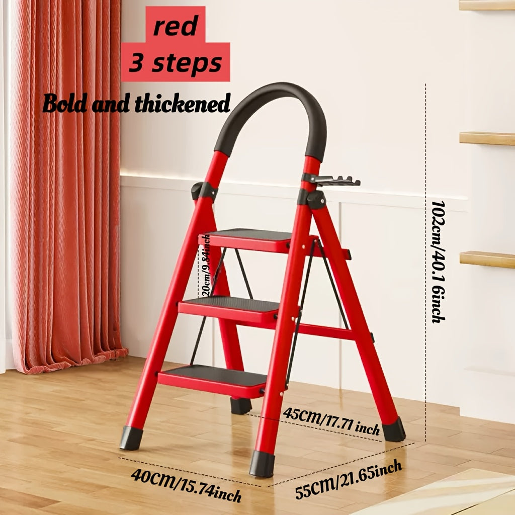 1pc Heavy-Duty 3/4/5-Step Folding Ladder 500lb Capacity, Durable Plastic with Anti-Slip Pedals, Lightweight Portable Step Stool for Household & Industrial Use, Industrial Steps, Spacesaving Steps, Highcapacity Ladder, Collaps