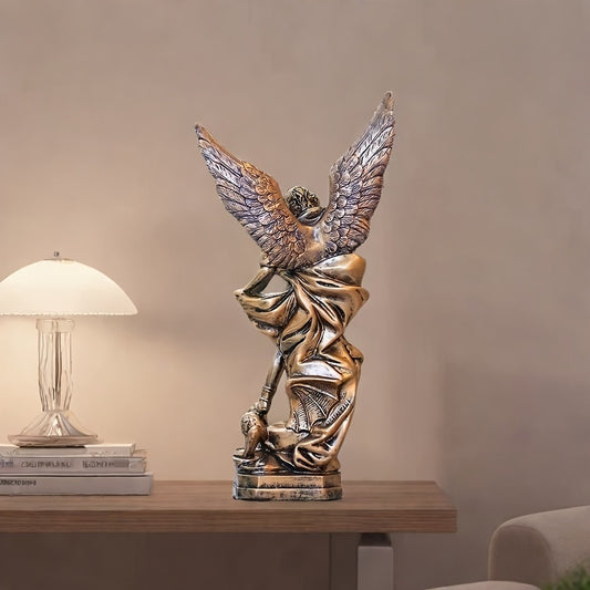 1pc Resin Classic Saint Michael Angel, Demon Killer Statue - Desktop Decoration, Religious Decoration, Perfect Christmas And Holiday Gift, Happy New Year