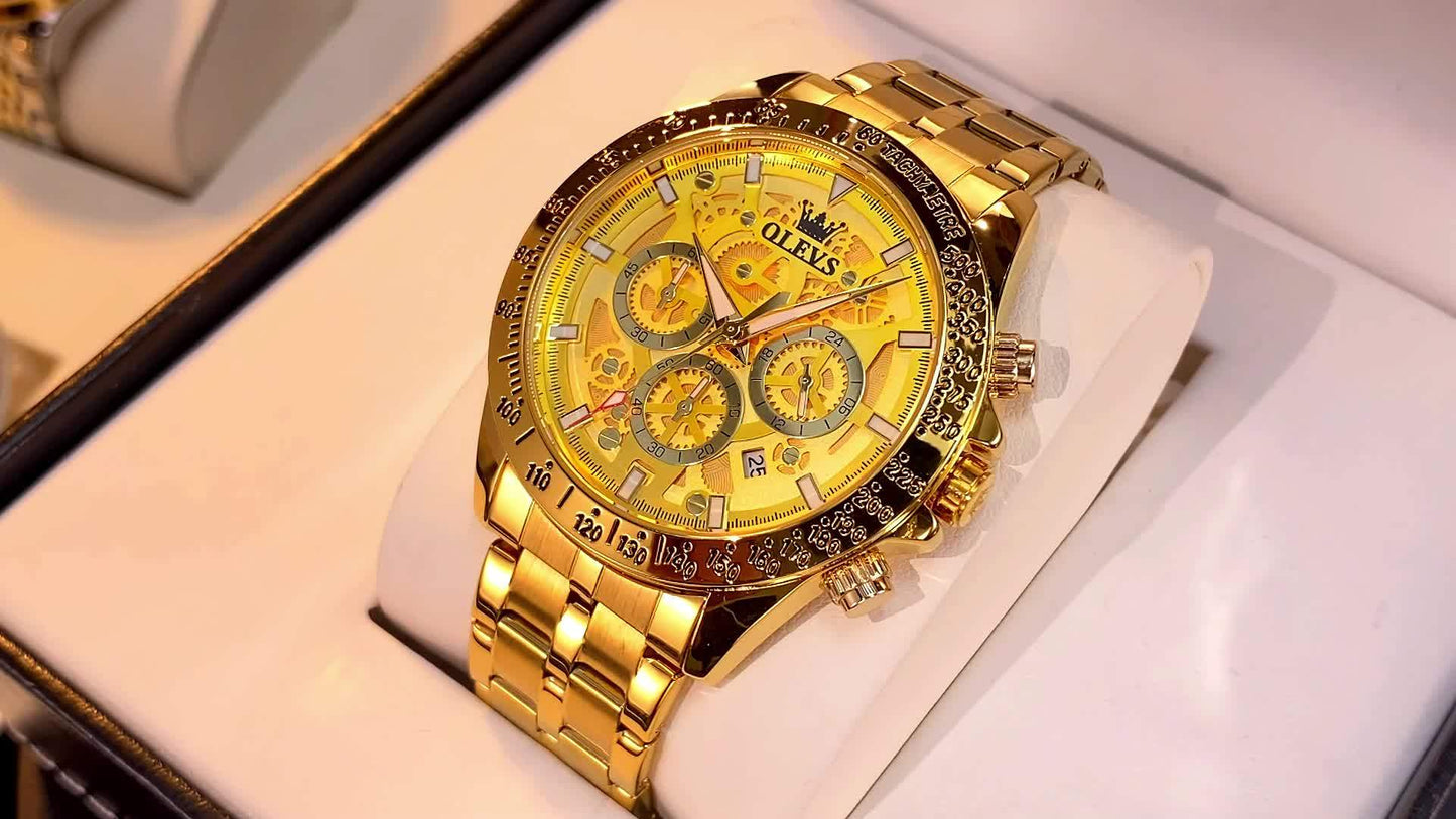 OLEVS Watch Men Stainless Steel Watches Luxury Chronograph Multifunction Men Wrist Watch with Date Business Classic Dress Watch for Men Gift for Men reloj de Hombre