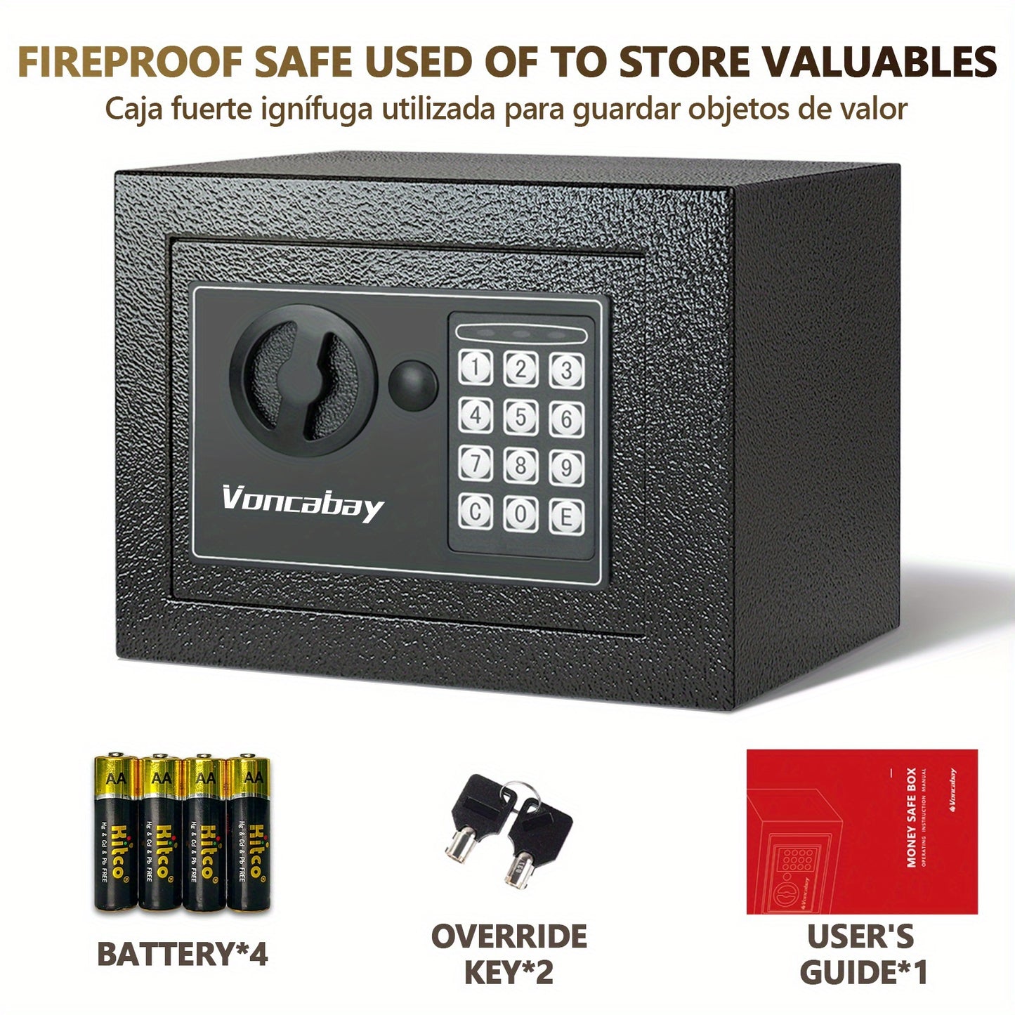 Heavy-Duty Fireproof Steel Safe with Cash Bag - Secure Home Safe Box with Keypad & Key Lock, Ideal for Storing Money, Documents, and Valuables (Black), Valuables Storage | Sleek Black Safe | Durable Metal Safe, Safe Box for H