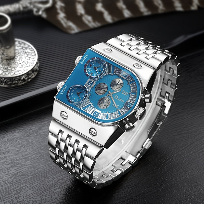 Luxury Men'S Golden-Tone Quartz Watch - Elegant Business Timepiece with Chronograph & Date Display, Alloy Band & Case, 36V Battery Operated, Formal Accessory|Sophisticated Style|Roman Numeral Markers