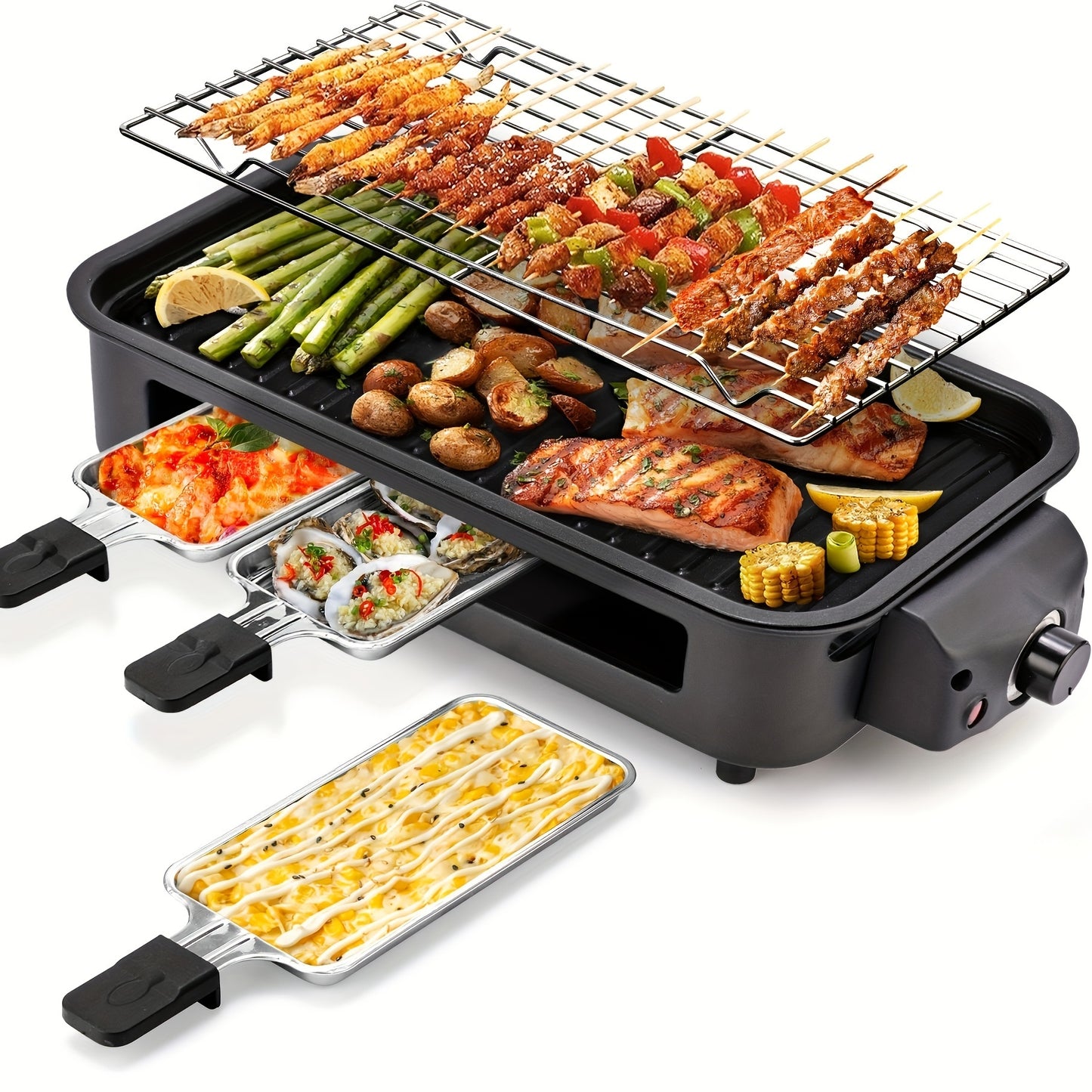 Smokeless Electric Grill, Indoor Grill With Removable Non-Stick Plate, Indoor Grill, Kitchen Must Haves, 1500W, Portable BBQ Grill, Electric Griddle, Best Quality Items, Dishwasher Safe, Hot Pot, Cooking, Gifts, Gift Ideas, P