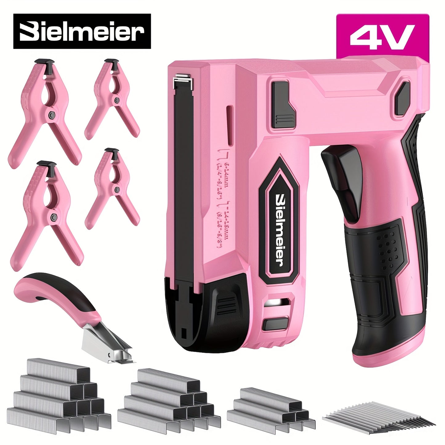 Bielmeier 20V/4V Cordless 2-in-1 Nail Gun, No Compressor, No Cord, Lightweight Design, for Carpentry And Upholstery, with LED Work Light, Safety Striker Guard, Adjustable Depth Design, with Battery&Charger, 1600/2000 Nails An