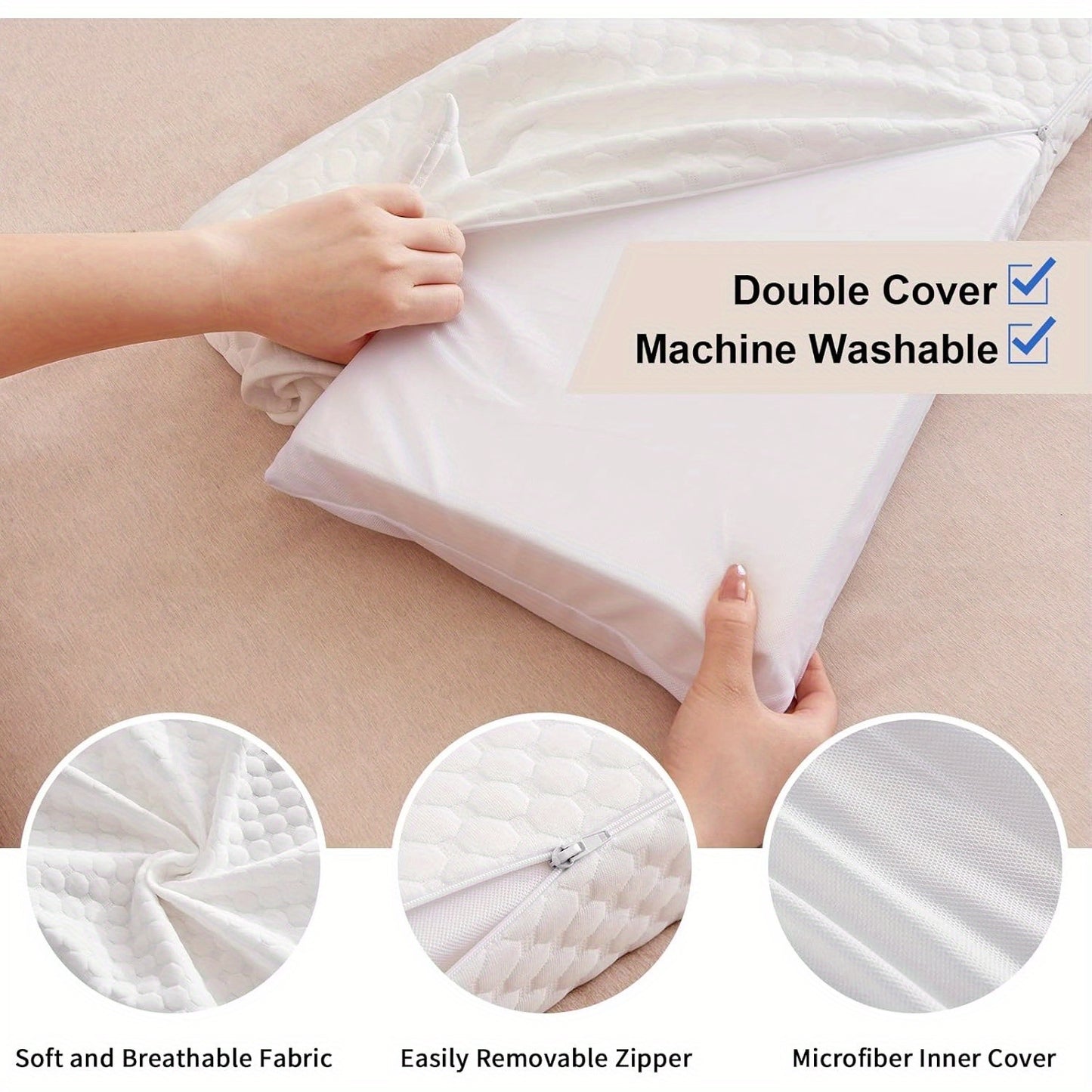 Bed Wedge Pillow - Bed Gap Filler Mattress Wedge Headboard Pillow Close The Gap Between Your Headboard or Wall for Sleeping Backrest Pillow