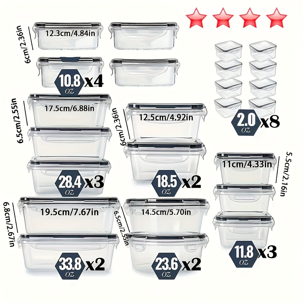 [Food Storage Box Set] 48pcs/ set food storage box set, fresh-keeping box with easy to fasten lid (24 lids+24 containers) - sealed plastic container for use in food rooms, travel, outdoor picnics, kitchen organization, with l