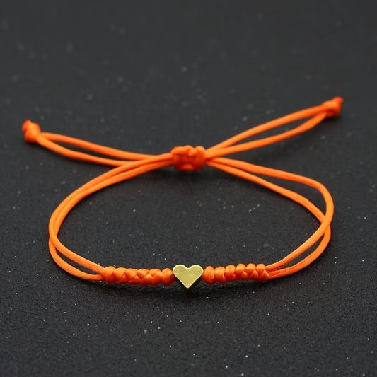 [Chic Heart Bracelet] Handcrafted Adjustable Red Rope Chic Bracelet with Heart Charm | Versatile Accessory for Women, Perfect for Everyday & Party Wear