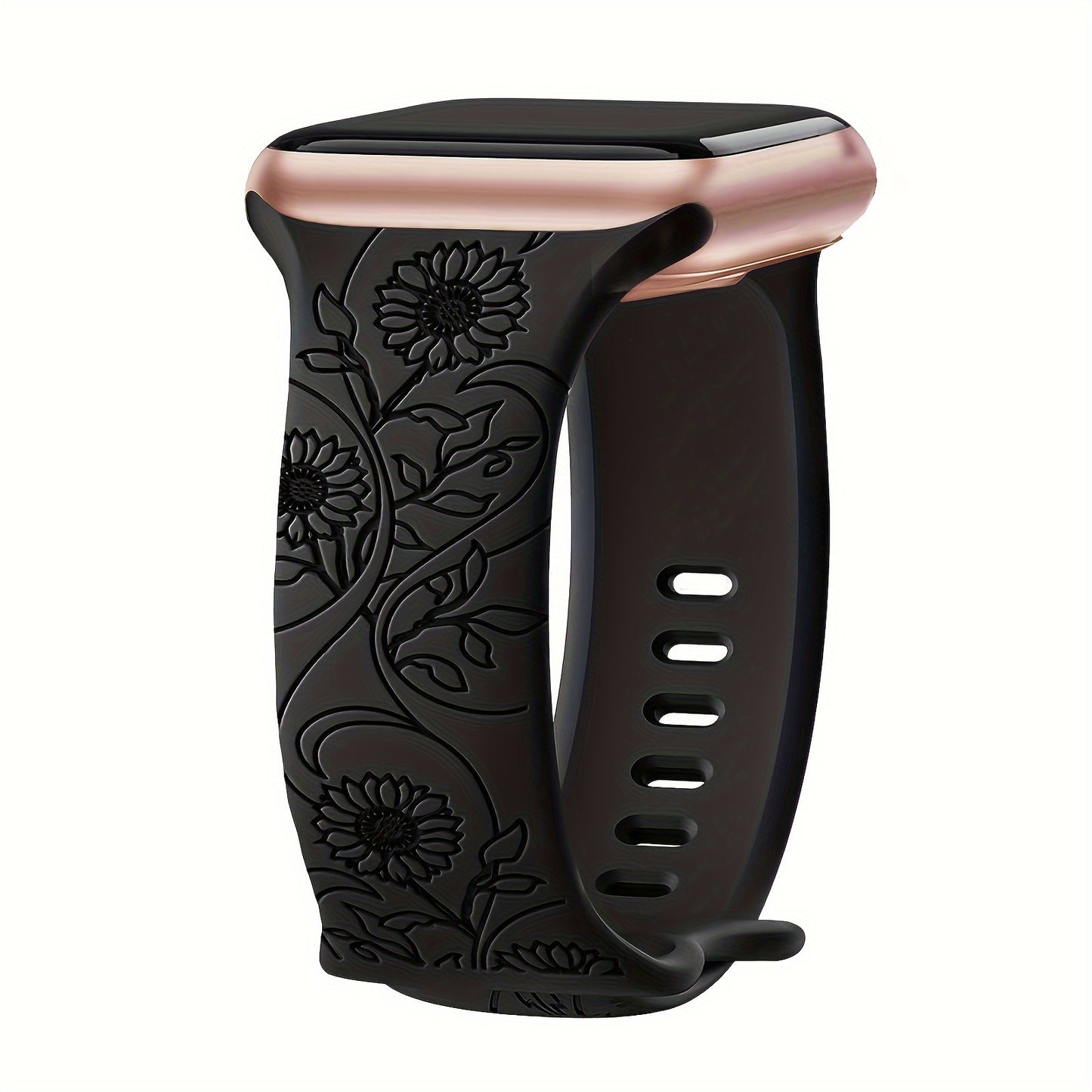 [Durable Silicone Band] Apple Watch Floral Engraved Silicone Band | Durable & Stylish Replacement Strap, Compatible with Series 10/9/7/6/8/5/4/Ultra/2, 38mm-49mm, Ideal for Christmas & Easter Gifts