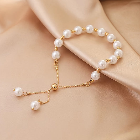 1pc Elegant Women'S Pearl Bracelet - Vintage-Inspired, Daily Wear, Gift for Mother'S Day, All-Fit Style, Party Accessory, Imitation Pearl, Everyday Accessory|Vintageinspired Design|Durable Bracelet, Pearl Bracelet