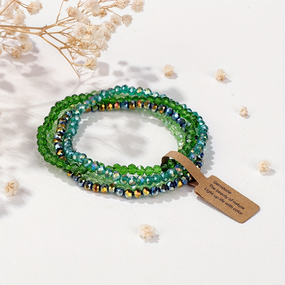 4pcs Boho Style Glass Bead Elastic Bracelets for Women - Colorful, Versatile, and Stylish Handmade Jewelry, Everyday Accessory|Vibrant Bracelets|Stretchy Material