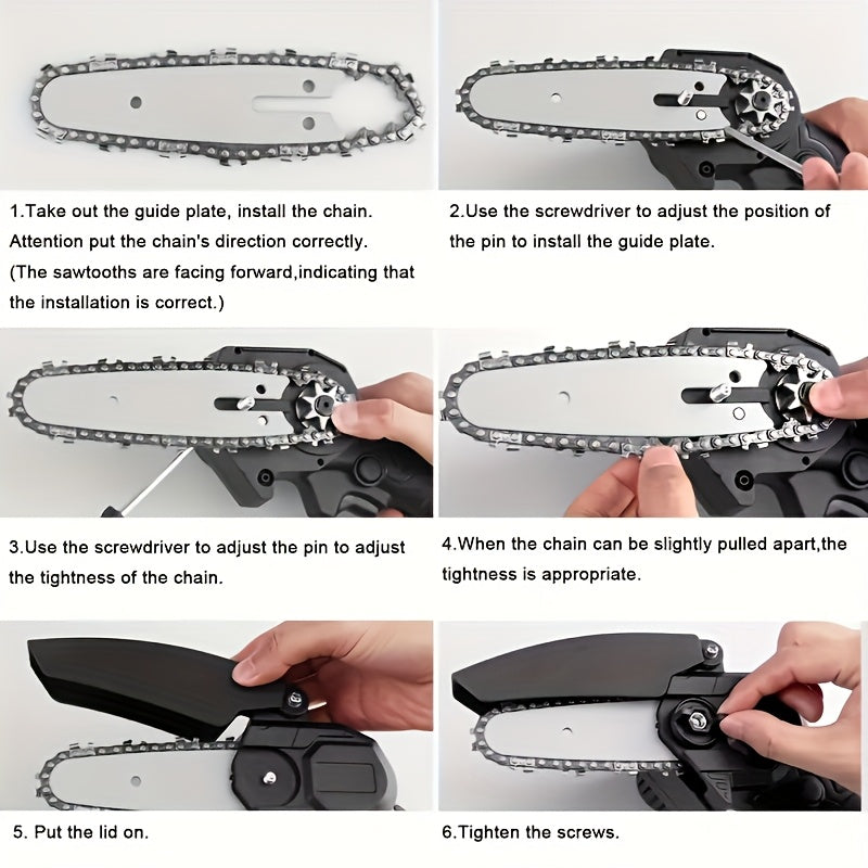 Mini Cordless Chainsaw, 6-inch Handheld Saw With Splash Protection And Safety Lock, Includes 2 Batteries And 2 Portable Units. Ideal For Trees, Gardens, Homes, And Yards. Perfect Gift For Valentine'S Day, Holidays, Birthdays,