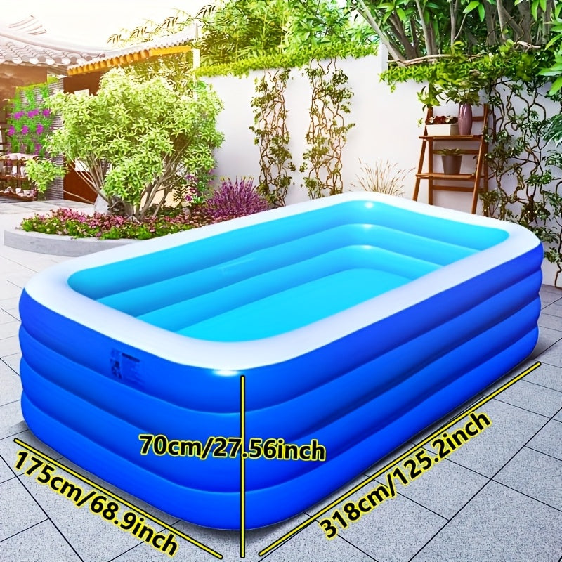 Super Large Home Inflatable Swimming Pool, Courtyard Outdoor Water Park Inflatable Swimming Pool, 125.2 inch 4-layer PVC Thickened And Heightened Upgraded Play Pool, Suitable for Outdoor Patio Activities Parties