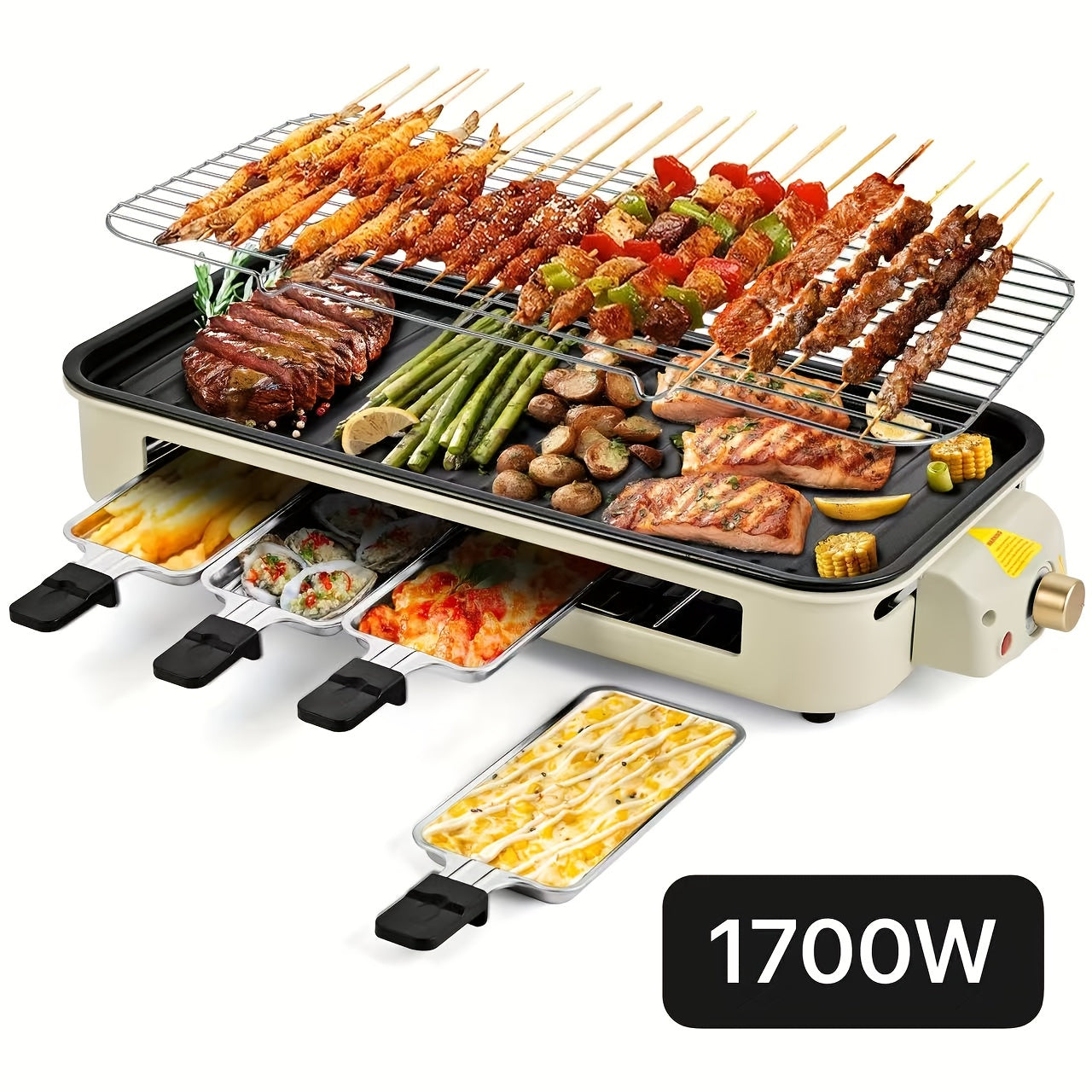 Smokeless Electric Grill, Indoor Grill With Removable Non-Stick Plate, Indoor Grill, Kitchen Must Haves, 1500W, Portable BBQ Grill, Electric Griddle, Best Quality Items, Dishwasher Safe, Hot Pot, Cooking, Gifts, Gift Ideas, P