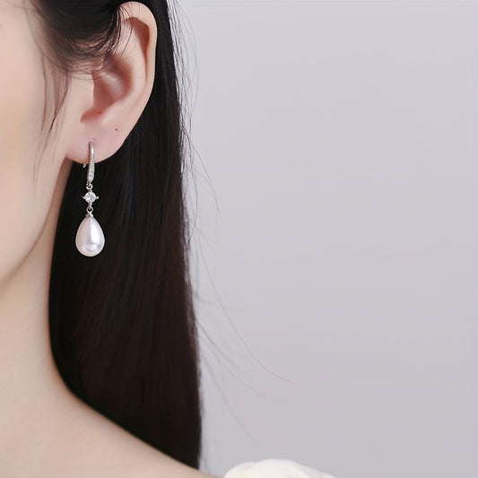 Chic Long Drop Faux Freshwater Pearl Earrings - Elegant Alloy Dangle Design for Parties & Everyday Elegance