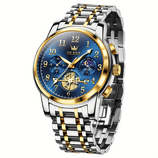 OLEVS Watches for Men Easy to Read Dress Classic with Calendar Business Dress Luxury Big Face Men Black Watch Luminous Mens Wrist Watch Stainless Steel Watch