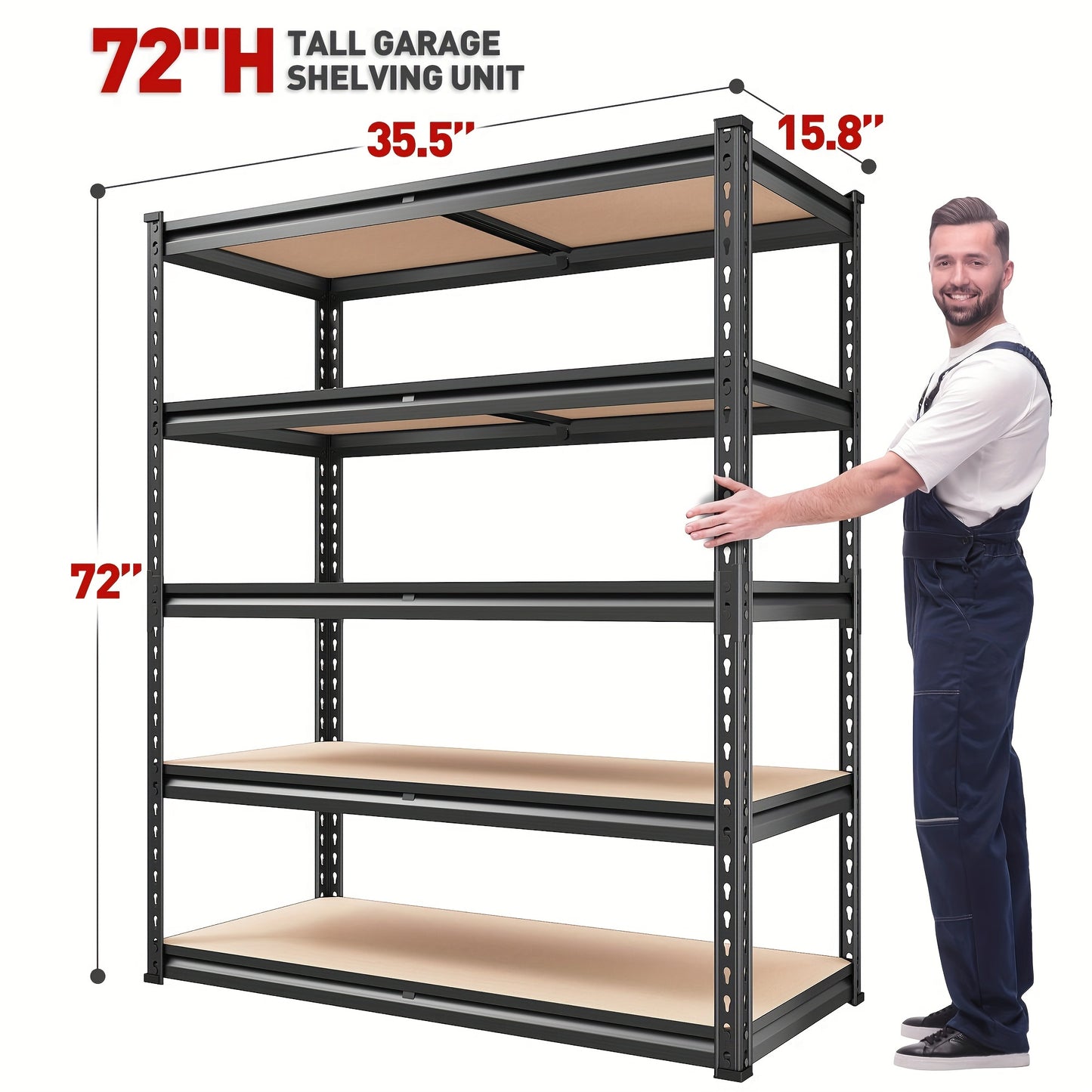 2000LBS Garage Shelving Storage Shelves Heavy Duty Shelving 5 Tier Metal Shelving Units For Garage Shelves 72"H X35.5"W X 15.8"D, Adjustable Metal Shelving Unit For Garage Shelves Utility Rack Shelf For Basement Pantry Closet