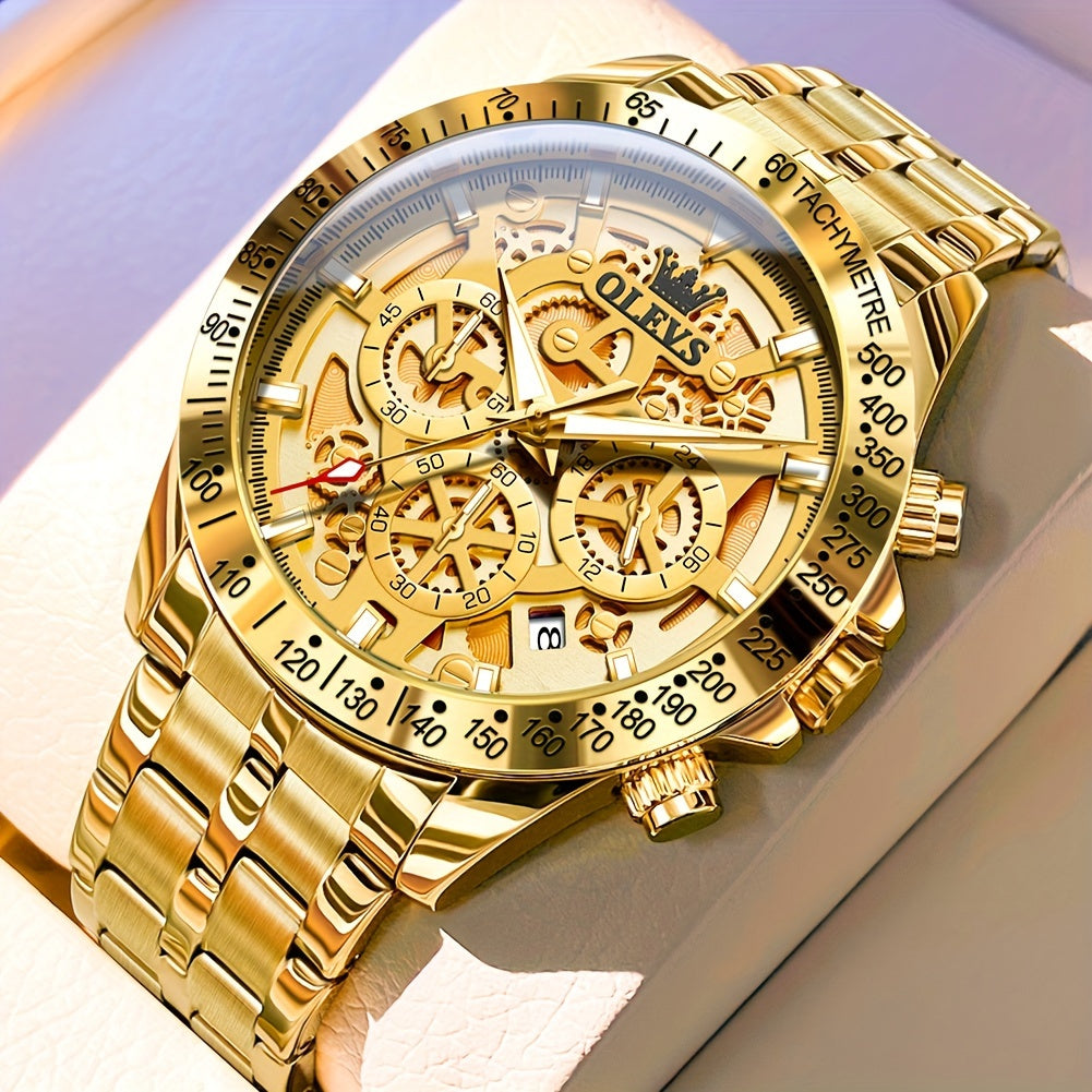 OLEVS Watch Men Stainless Steel Watches Luxury Chronograph Multifunction Men Wrist Watch with Date Business Classic Dress Watch for Men Gift for Men reloj de Hombre