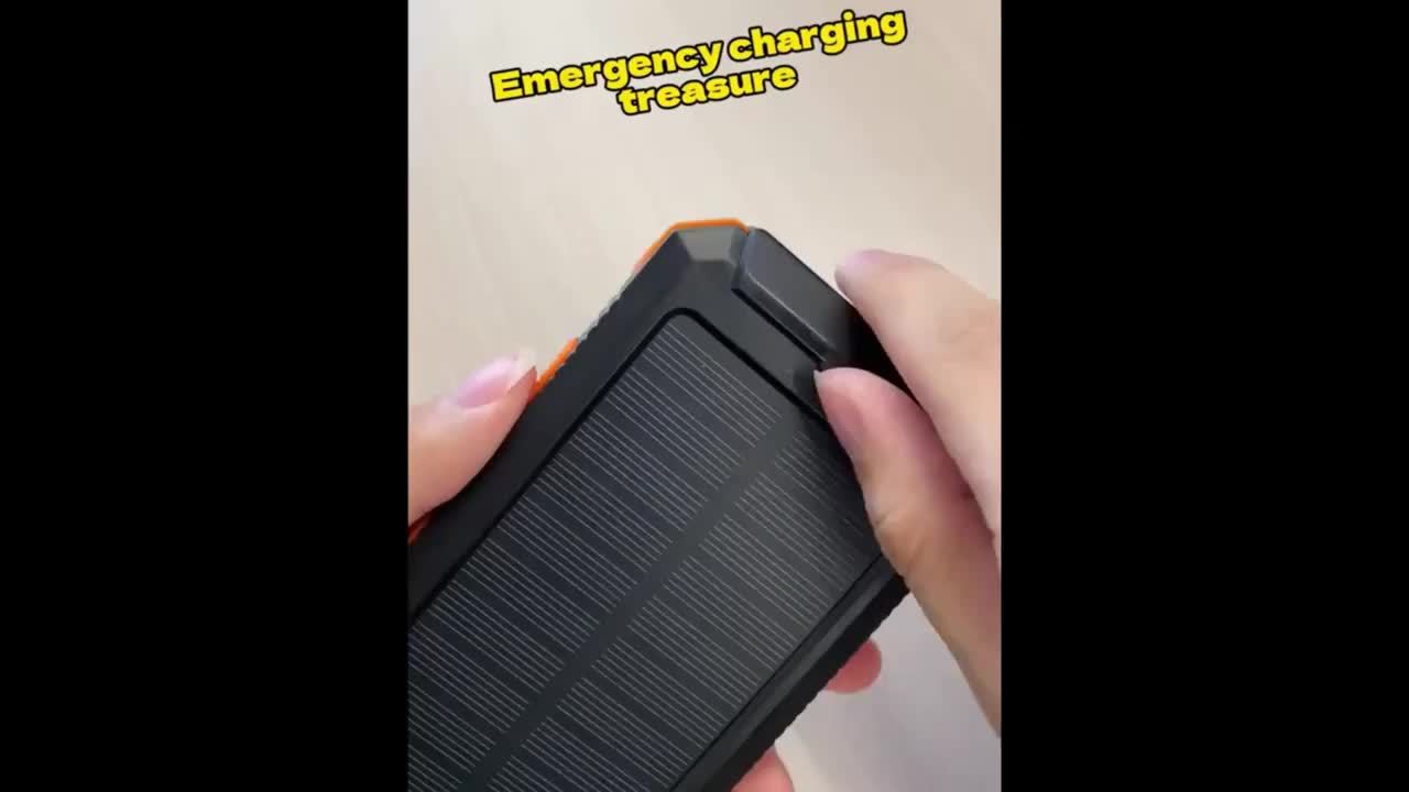 Portable Solar Mobile Phone Charger, Camping External Battery Charger For Mobile Phones, 2 USB/ LED Flashlights With Compass For Outdoor Activities, 15800/20000mAh Portable Solar Power Bank