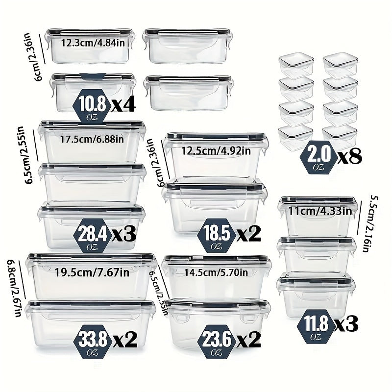 [Food Storage Box Set] 48pcs/ set food storage box set, fresh-keeping box with easy to fasten lid (24 lids+24 containers) - sealed plastic container for use in food rooms, travel, outdoor picnics, kitchen organization, with l