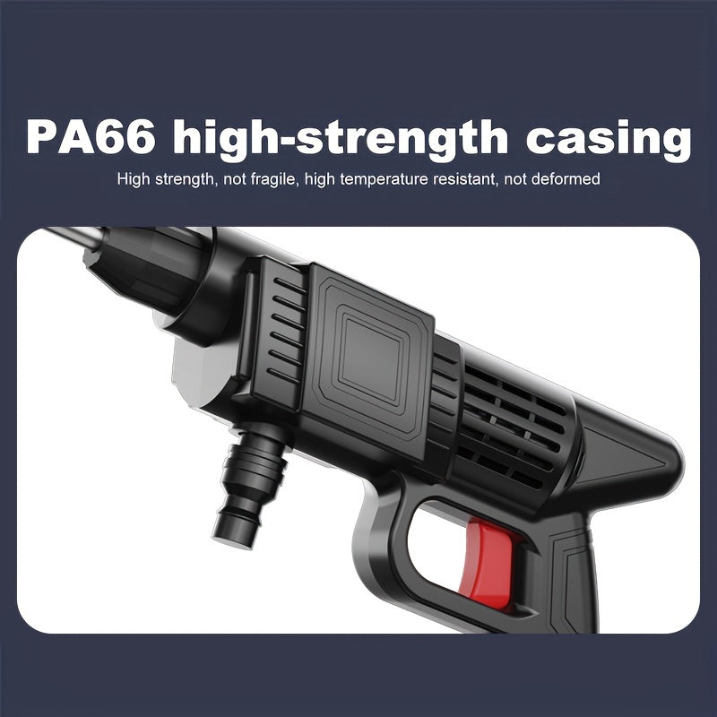 [High Pressure | Cordless] Cordless 21V High Pressure Water Gun | Adjustable Nozzle, Rechargeable Lithium Battery, 4 Interchangeable Nozzles, 3 Spray Modes | Portable Power Cleaning Tool for Car & Garden Cleaning, Outdoor Use