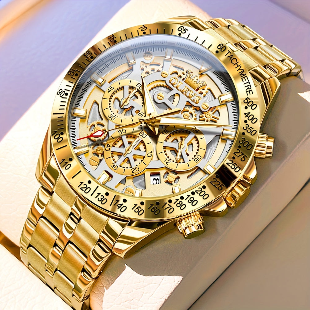 OLEVS Watch Men Stainless Steel Watches Luxury Chronograph Multifunction Men Wrist Watch with Date Business Classic Dress Watch for Men Gift for Men reloj de Hombre