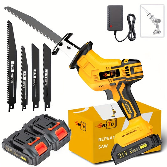 2025 Newly Upgraded Wireless Rotary Saw And Electric Reciprocating Saw in 2025, Equipped with Blade Set And Wood/Metal/Pvc Cutting Charger, And Featuring Multiple Safety Functions, Including a Safety Lock for Multi-Purpose Cu