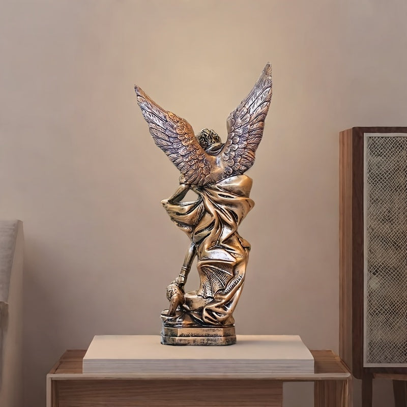 1pc Resin Classic Saint Michael Angel, Demon Killer Statue - Desktop Decoration, Religious Decoration, Perfect Christmas And Holiday Gift, Happy New Year