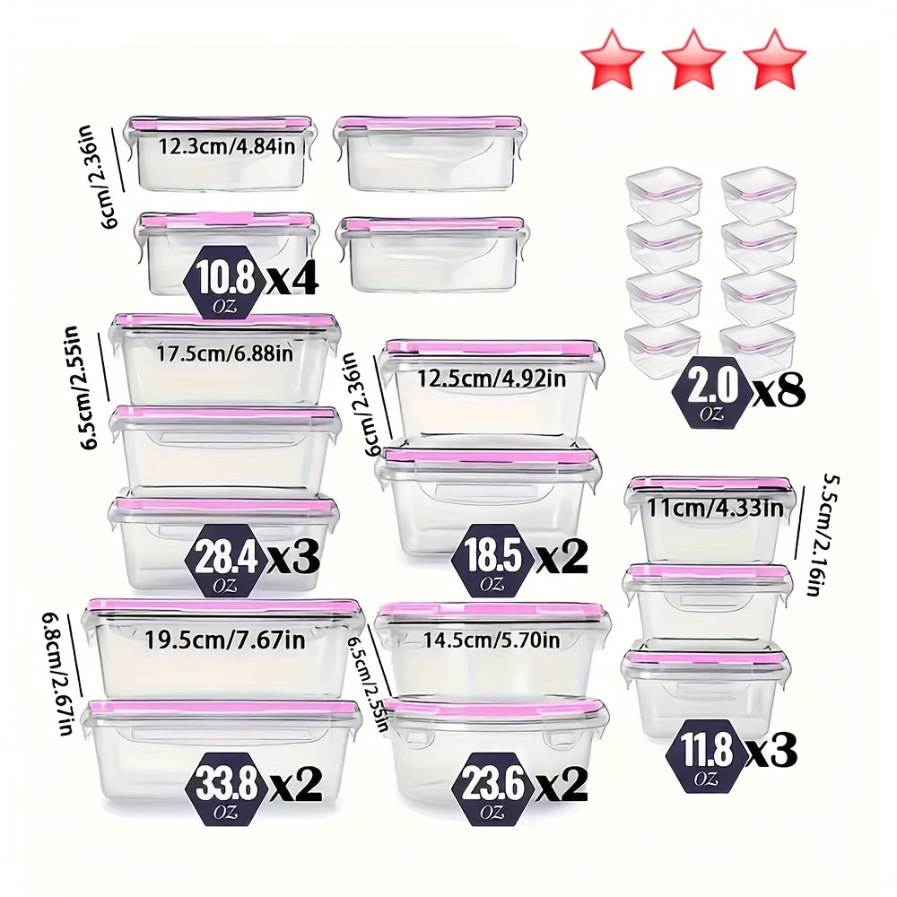 [Food Storage Box Set] 48pcs/ set food storage box set, fresh-keeping box with easy to fasten lid (24 lids+24 containers) - sealed plastic container for use in food rooms, travel, outdoor picnics, kitchen organization, with l