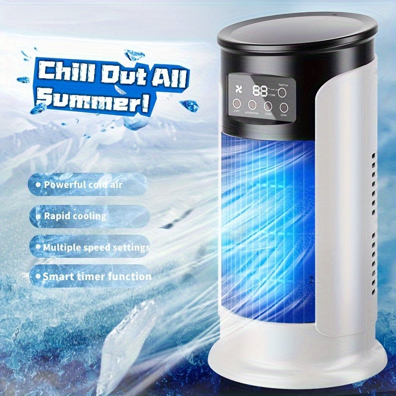 [Portable AC] 3-in-1 Portable Air Conditioner with Speed Control | Quiet & Lightweight Mini AC for Family and Office, Digital Display, USB Powered, Perfect for Beachside Summer Breeze, Office Humidifier, Stylish Christmas Gif