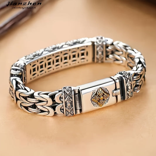 Men's Stainless Steel Bracelet - Hip-Hop Style Handcrafted Jewelry with Celtic Knotwork & 201 Stainless Steel Accents, Non-Magnetic Durable Design for Casual & Formal Wear