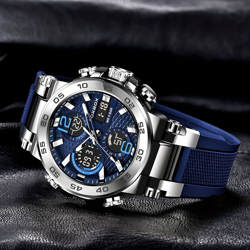 Men's Sports Watch Dual Display Digital Military Quartz Watch Alarm Clock Chronograph Computer, Multifunctional Luminous Business Watch, Student Watch, Outdoor Sports Watch