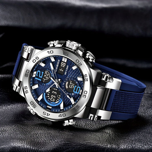 Men's Sports Watch Dual Display Digital Military Quartz Watch Alarm Clock Chronograph Computer, Multifunctional Luminous Business Watch, Student Watch, Outdoor Sports Watch