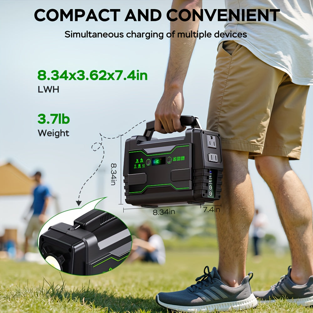 Portable Power Station 200W/300W Peak Camping Solar Generator 155Wh/167Wh/296Wh Power Bank with 30/60W Solar Panel with AC Outlet 110V with Multi-Output LED Flashlights for CPAP Home Camping Hurricane Emergency
