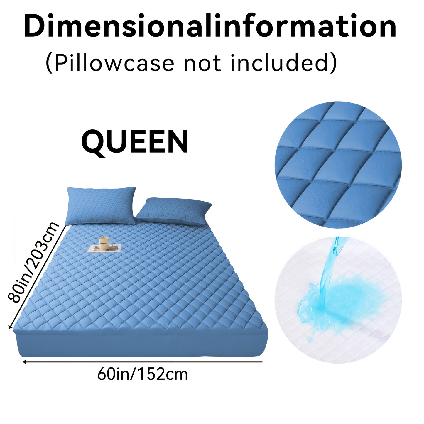 1pc Cooling Waterproof Mattress Protector, Cool And Comfortable, Layered Fitted Sheet, Solid Color Bedding Design, Can Be Used As A Separate Bedspread, 9-15 Inches Deep Pocket, Ideal For Bedroom, Guest Room And Hotel Mattress