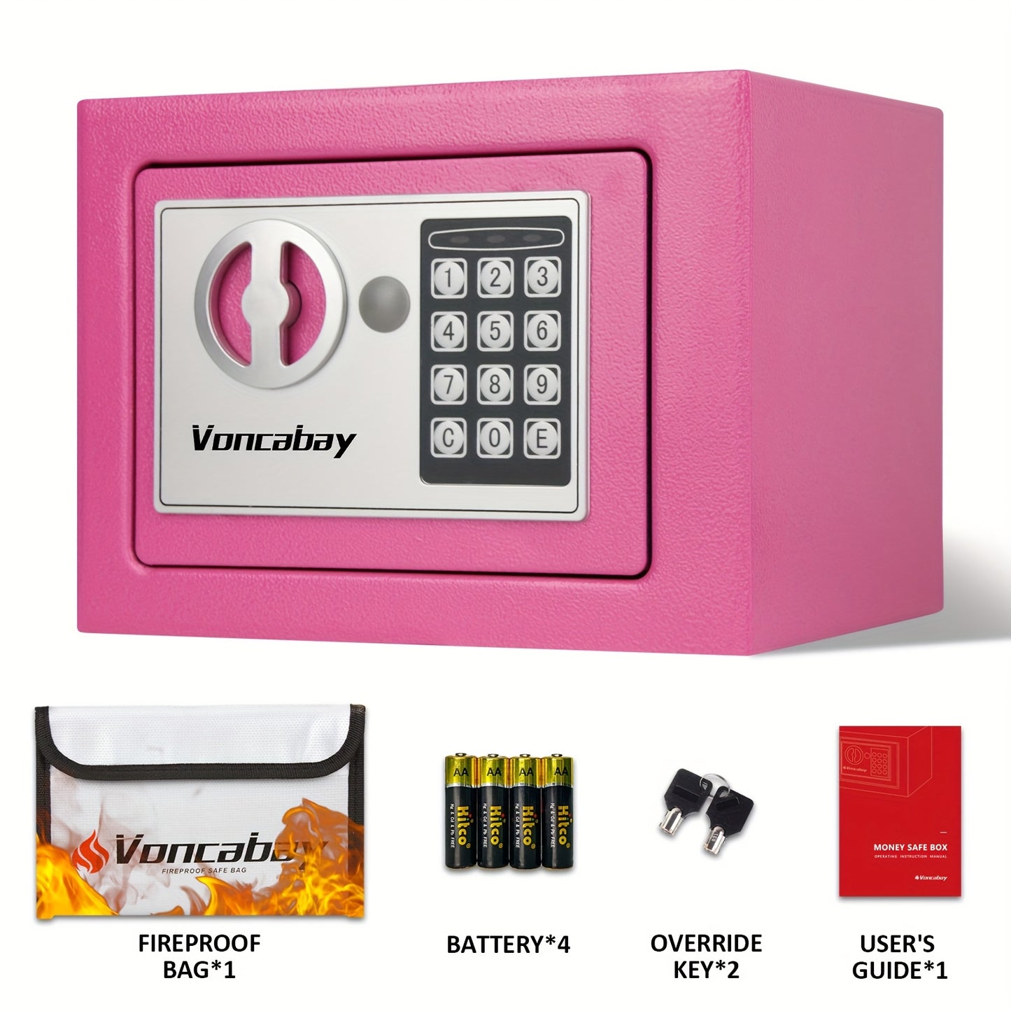 Heavy-Duty Fireproof Steel Safe with Cash Bag - Secure Home Safe Box with Keypad & Key Lock, Ideal for Storing Money, Documents, and Valuables (Black), Valuables Storage | Sleek Black Safe | Durable Metal Safe, Safe Box for H