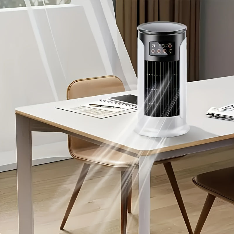 [Portable AC] 3-in-1 Portable Air Conditioner with Speed Control | Quiet & Lightweight Mini AC for Family and Office, Digital Display, USB Powered, Perfect for Beachside Summer Breeze, Office Humidifier, Stylish Christmas Gif