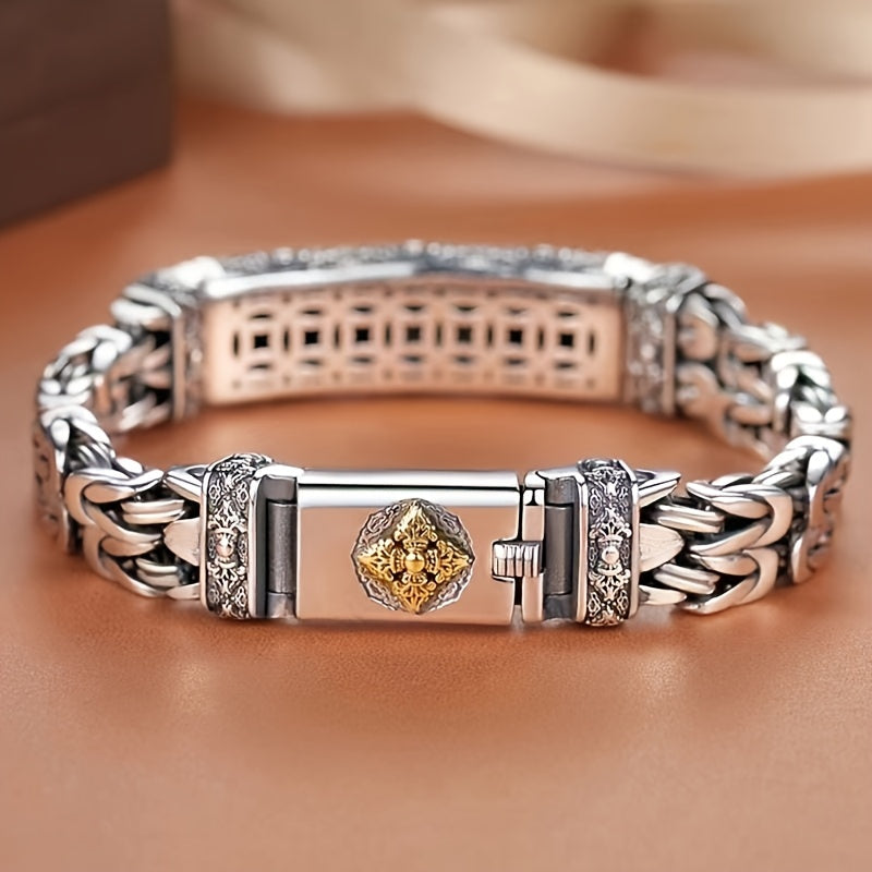 Retro Trendy Men's Bracelet Creative Peace Pattern Chain