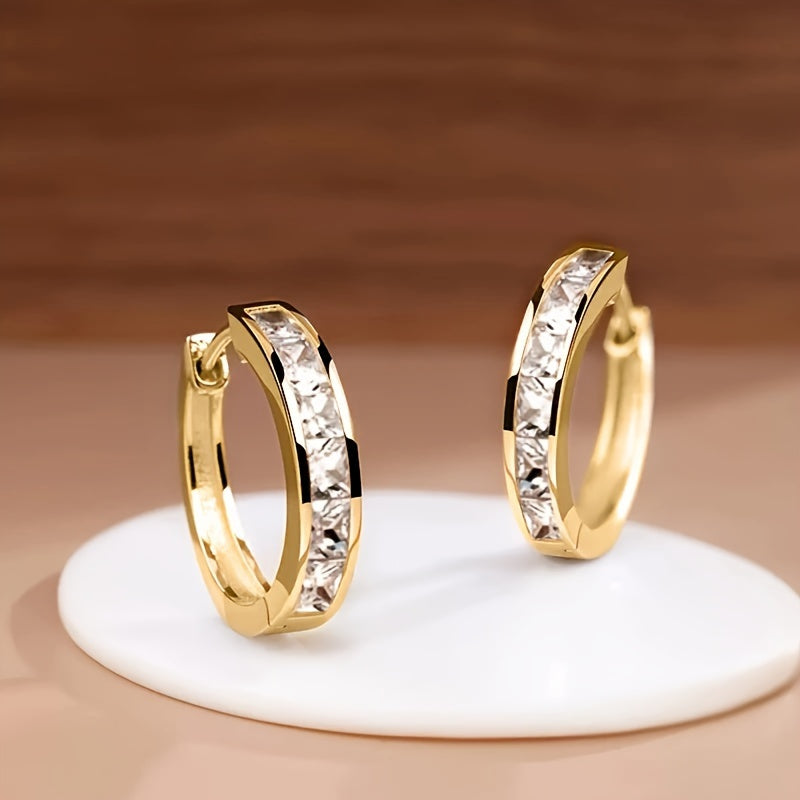 Luxury Hoop Earrings - Sparkling Cubic Zirconia Accents, Nickel-Free Copper, Hypoallergenic, Perfect for Daily Wear, Parties, and Special Occasions, Multiple Colors Available