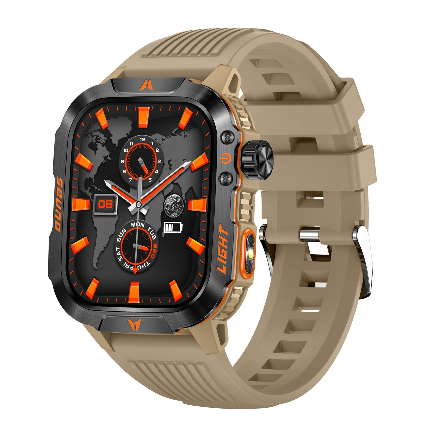 Smart Watch For Men Answer/Make Call, Outdoor Altimeter Barometer Tactical Sports Smartwatch With LED Flashlight Compass, Monitor 600mAh Fitness Tracker Watches For IPhone Android Phone
