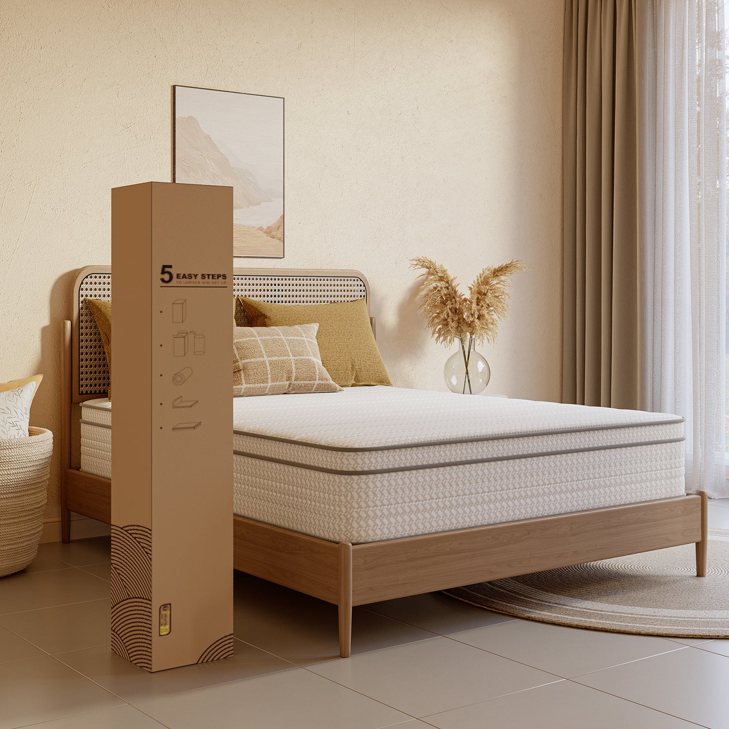 SweetNight 6/8/10/12/14 inch Memory Foam Hybrid Mattress With Pocket Springs, Twin Xl, Full, Queen, King, Sizes In A Box, Medium Firm, Mattresses For Support Comfort, Fiberglass-Free