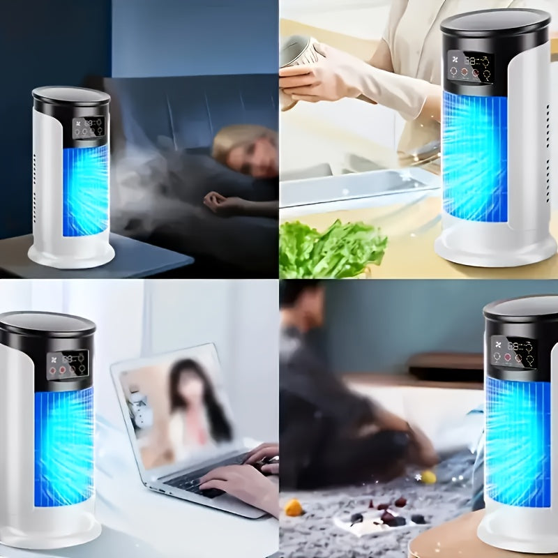 [Portable AC] 3-in-1 Portable Air Conditioner with Speed Control | Quiet & Lightweight Mini AC for Family and Office, Digital Display, USB Powered, Perfect for Beachside Summer Breeze, Office Humidifier, Stylish Christmas Gif