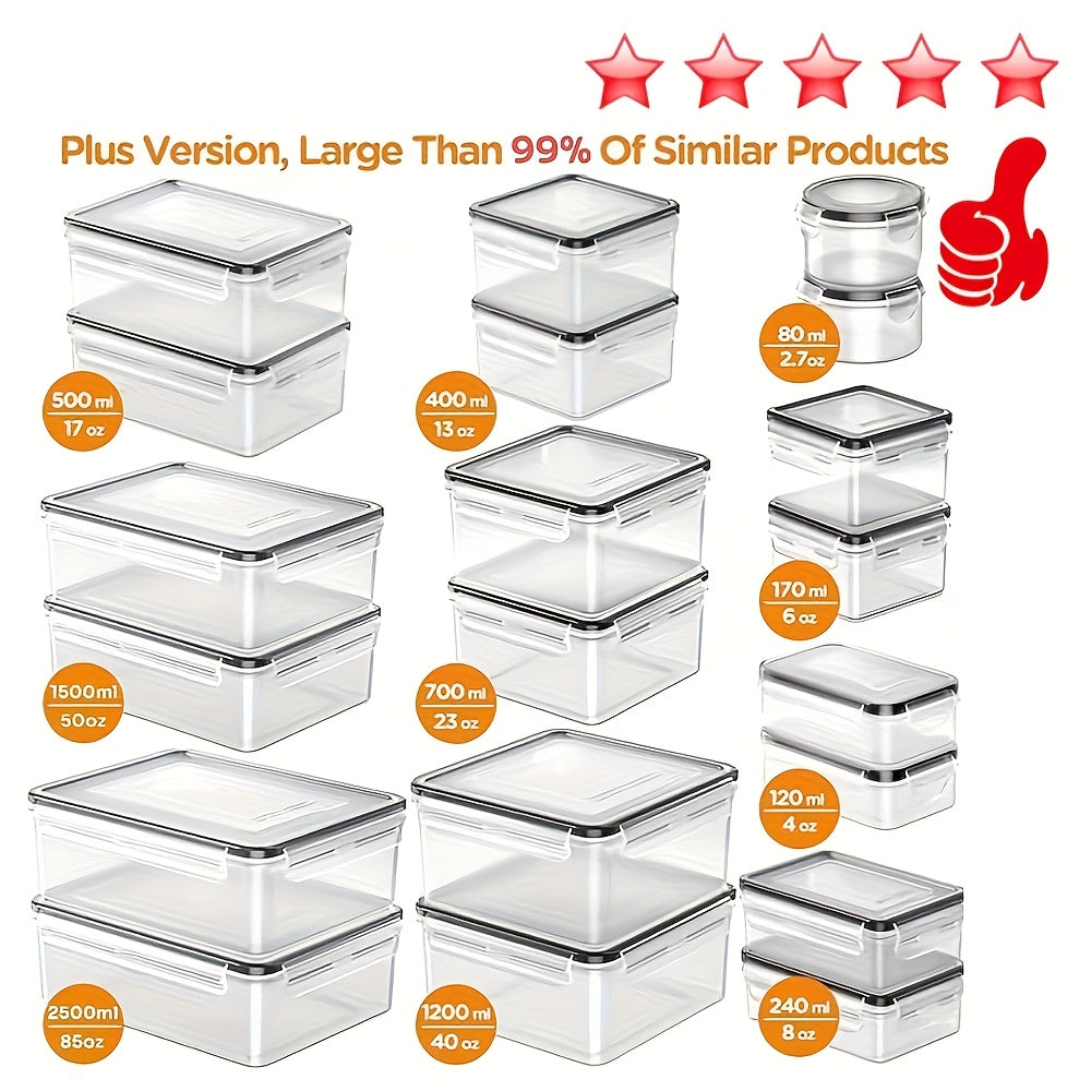 [Food Storage Box Set] 48pcs/ set food storage box set, fresh-keeping box with easy to fasten lid (24 lids+24 containers) - sealed plastic container for use in food rooms, travel, outdoor picnics, kitchen organization, with l