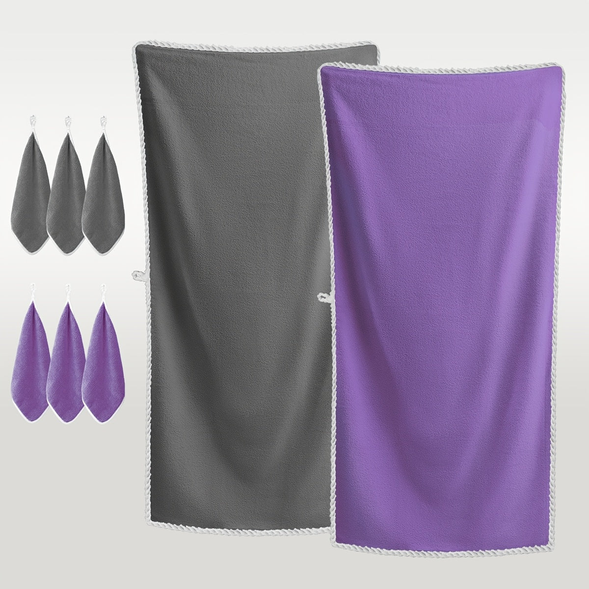 [Bath Towel Set] 8pcs Bath Towel Set - 2pcsExtra Large Bath Towel & 6pcs Bath Towel Bath Towel Hair Drying Turban Super Soft High Absorbent for Family, Couple