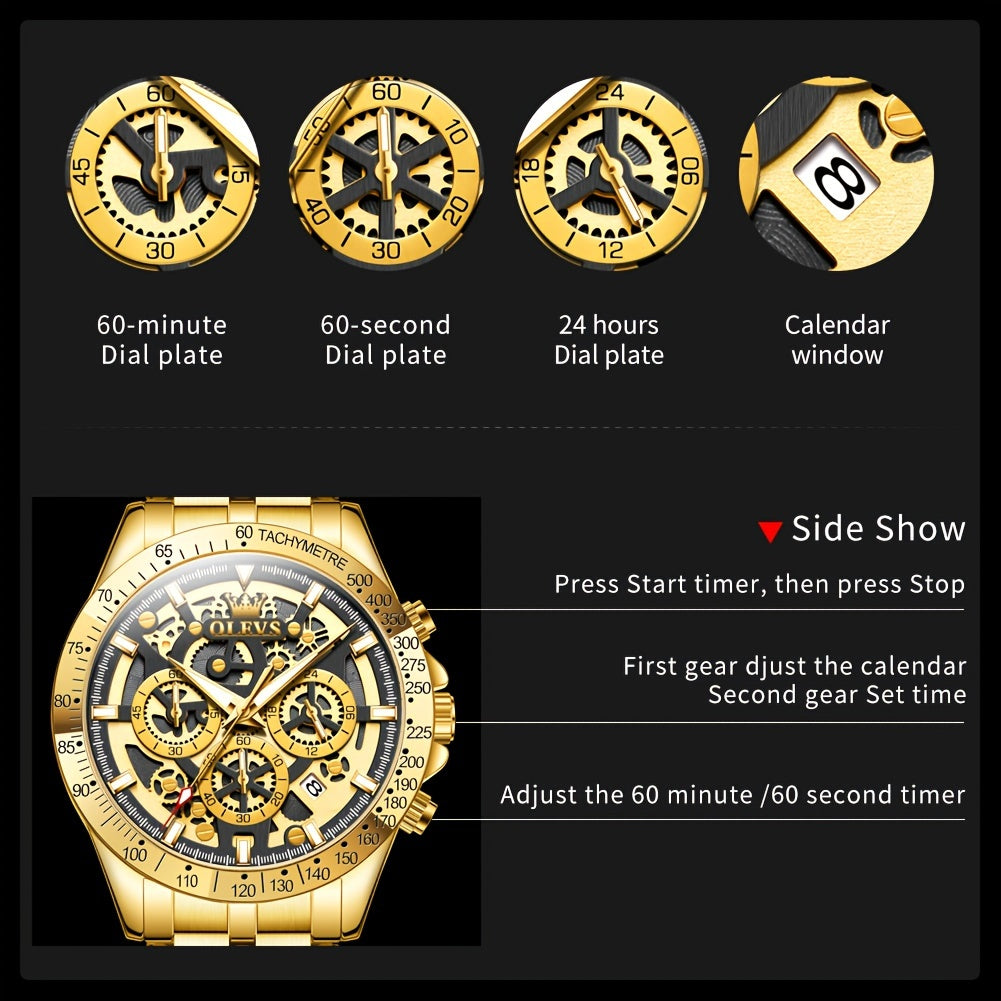 OLEVS Watch Men Stainless Steel Watches Luxury Chronograph Multifunction Men Wrist Watch with Date Business Classic Dress Watch for Men Gift for Men reloj de Hombre