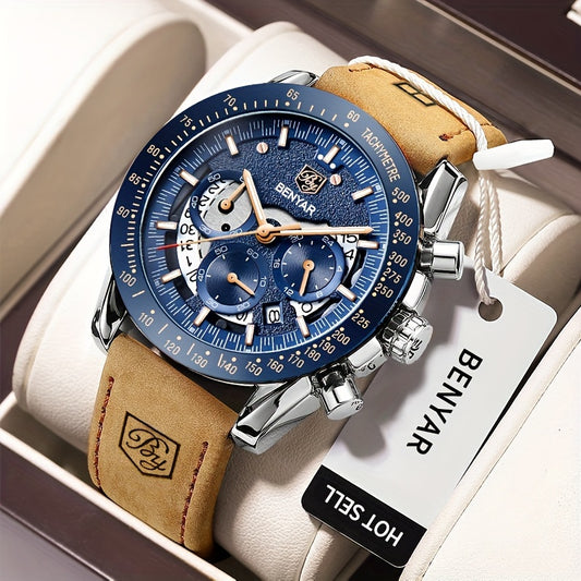 BENYAR Watches For Men Analog Quartz Chronograph Luminous Big Face Mens Watches Business Work Sport Casual Fashion Designer Dress Men'S Wrist Watches Elegant Gift For Men