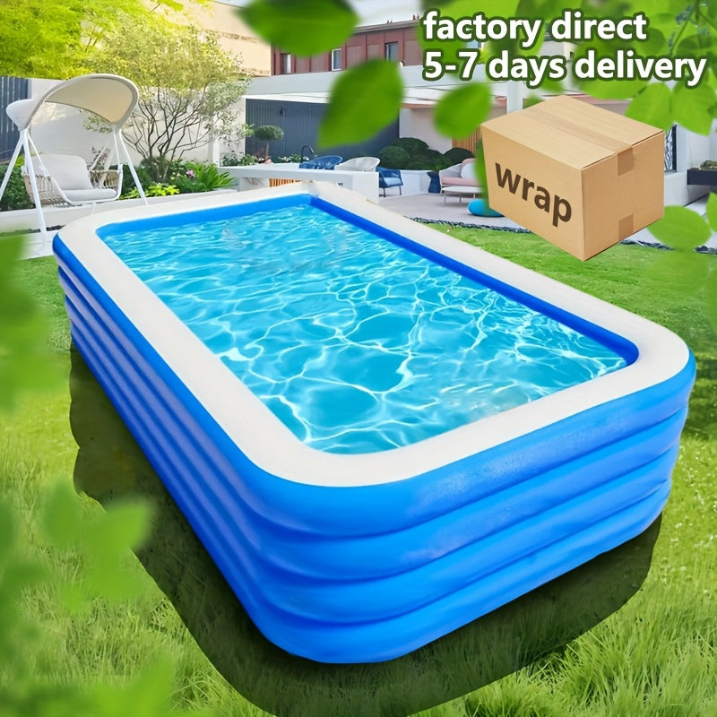 Super Large Home Inflatable Swimming Pool, Courtyard Outdoor Water Park Inflatable Swimming Pool, 125.2 inch 4-layer PVC Thickened And Heightened Upgraded Play Pool, Suitable for Outdoor Patio Activities Parties